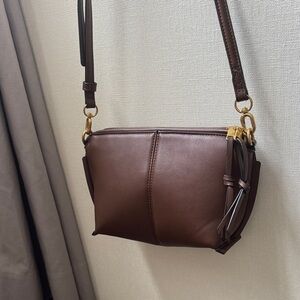 Zara Brown Leather Crossbody Bag